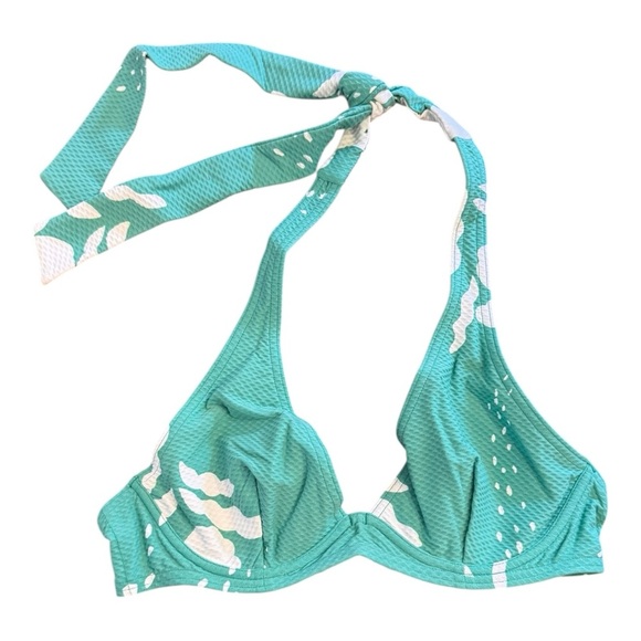 MAISON LEJABY Tropical stretch-piqué halter-neck bra sized bikini top NWT - Picture 3 of 7